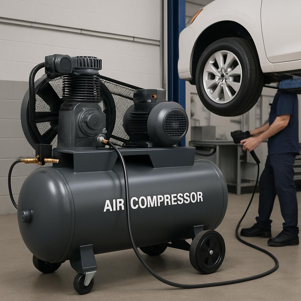 This image advises of potential danger as an inflating machine could malfunction towards the person working on the vehicle...